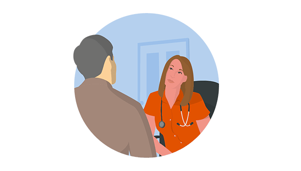 Illustration of 2 people talking