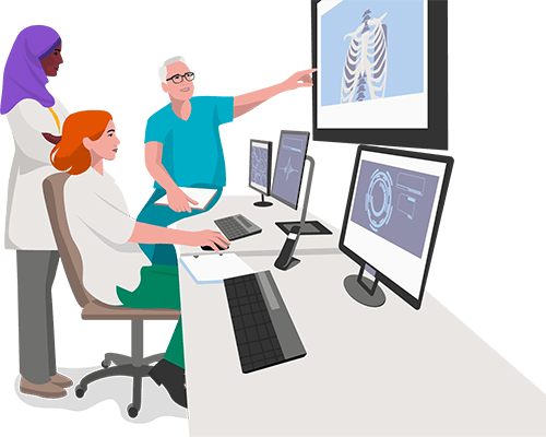 illustration of specialists looking at xrays