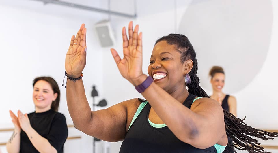 Lady in exercise class